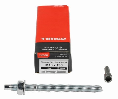 M10 x 130mm Threaded Rods Box of 10