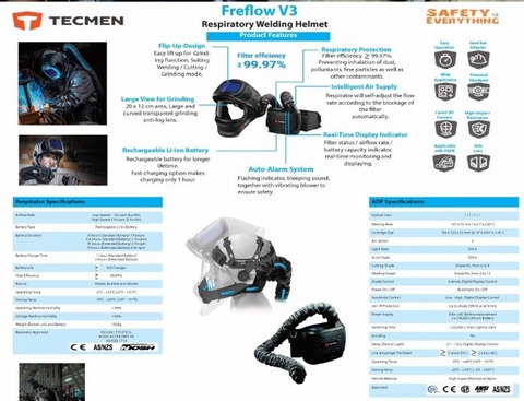 Tecmen V3  PAPR Air Fed Helmet
