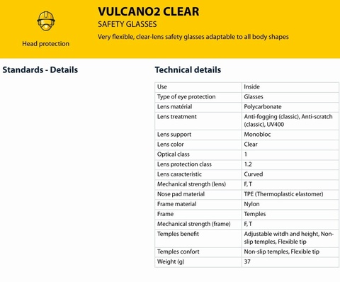 Delta Plus VULCANO2 Clear Safety Spectacle